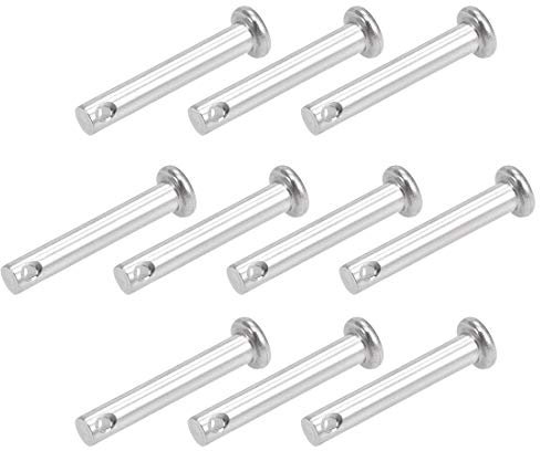 sourcing map 10 Stück Steckbolzene Gabelbolzen Einzelnloch 5mm X 30mm Splintstift Flacher Kopf 304 Edelstahl Scharnier Stift