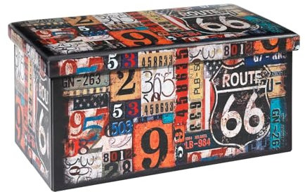 Bonlife Sitzhocker mit Stauraum Faltbarer Sitzbank Retro Aufbewahrungsbox Organizer Box Faltbar Sitzbank Kinder Farbig 76 x 38 x 38 cm