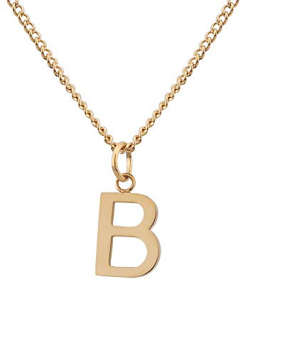 Kedja med bokstaven B Guld 18 karat - Vattentät I Guldkedja för damer med A-Z hänge I Initial Letter Chain
