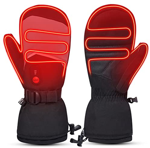 Day Wolf Mitaines Chauffantes pour Hommes et Femmes, Gants Rechargeables avec Écran Tactile 7.4V 2200mAh Batterie, Étanches pour Skier Snowboard Camping Randonnée
