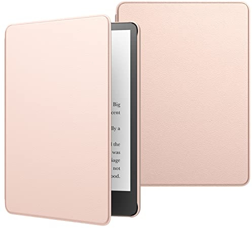 MoKo Hülle Kompatibel mit Kindle Paperwhite 11. Generation 2021, Dünn Lightweight Kunstleder Schutzhülle Smart Cover mit Auto Sleep/Wake für Kindle Paperwhite 6,8 Zoll, Signature Edition, Roségold