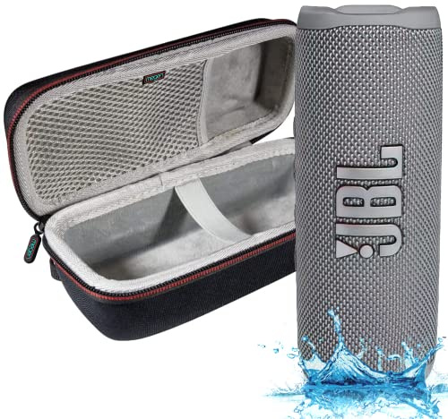JBL Flip 6 Haut-parleur Bluetooth portable étanche, son puissant et basses profondes, étanchéité IPX7, 12 heures de lecture avec étui rigide Megen Gris