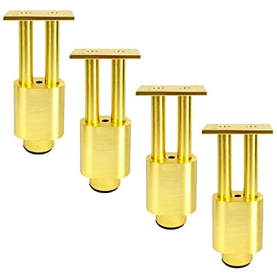 CHEWYNP Metall-Möbelbeine Aluminium-Möbelfüße Tischbeine Tischgestell Doppelte Stützmöbelbeine, für Bürotisch Bartisch Schreibtisch Badezimmerschrank Füße Gold 4 Stück (25cm)