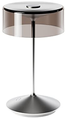 SIGOR Numotion - Dimmbare LED Akku-Tischleuchte Indoor & Outdoor, IP54 spritzwassergeschützt, Höhe 26,5 cm, aufladbar mit Easy Connect, 12 h Leuchtdauer, silberfarben
