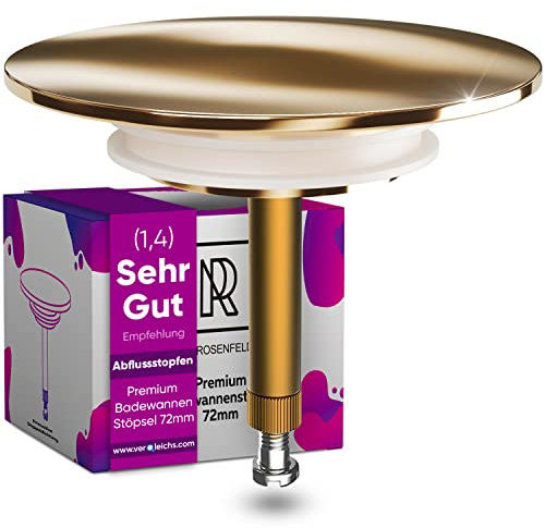 M. ROSENFELD HOME Tappo per vasca da bagno dorato Ø 72 - Dorato - in ottone con doppia guarnizione - Antiruggine - Accessori da bagno