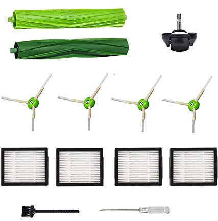 Accesorios y repuestos para iRobot Roomba I E J Series: j7, i7, i6, i3, i4, i2, i5, i8, i1+ / Plus, e5, e6-1 Set de Cepillo rodante, 1 Rueda giratoria, 4 filtros, 4 cepillos Laterales.