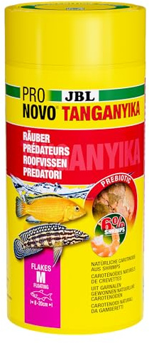 JBL PRONOVO TANGANYIKA Flakes, alimento Principal para Todos los cíclidos de 8-20 cm, Copos de Comida para Peces, Talla M, 1000 ml