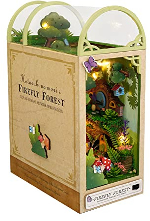 Kit DIY Book Nook, Insert de Bibliothèque, Serre-Livres Puzzle 3D en Bois Avec Lumières LED, Bricolage pour Maison de Poupée Miniature, Modèle de Construction Cadeau