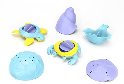 Green Toys Sea Life Set – 6-teiliges Badspielzeug-Set aus 100 % recyceltem Kunststoff, Top Sand und Wasserspielzeug, Babybadespielzeug