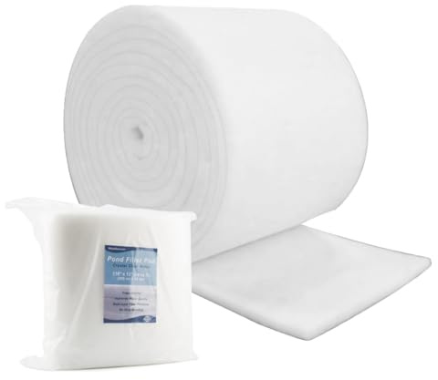 RINOO White Koi Pond Filter Pad Fine Bulk Roll- Cut to Fit - Durable Fish Pond Filter Media - Water Garden Aquariums Filter Material - 118 (9.8 ft) x 12 x 3/5 - 4/5 Thickness
