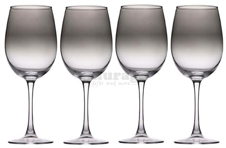 alpina Weinglas – 4 Stück – 360 ml – Transparent mit Raucheffekt