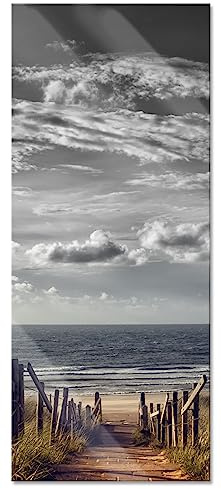 Pixxprint Glasbild Panorama, Wandbild aus Echtglas, Weg zum Strand am Meer, 100x40 cm, inkl. Aufhängung und Abstandshalter