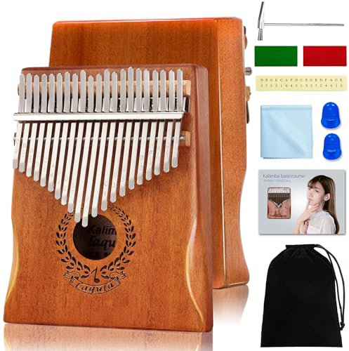 Kalimba 21 Schlüssel Daumenklavier - Tragbares Mbira Sanza Finger Piano Professionelles Musikinstrument Marimbaphone mit Lernanleitung, Stimmhammer für Kinder Erwachsene Anfänger