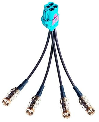 Elecbee Fakra Cable Assembly SMB Jack dritto Quattro porte per Mini 4 in 1 Adattatore per cavo LVDS per veicoli Prolunga coassiale RF 50CM RG316