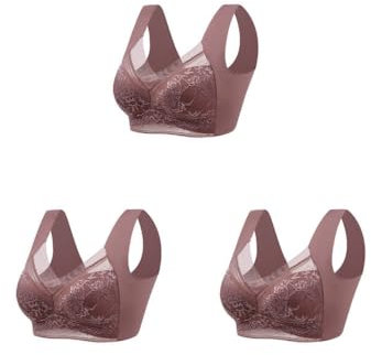 Dotmalls reggiseni, 3 pezzi Sexy Seamless Lace Pitted Bra per le donne Push Up Top Ladies Bra Large Size Bralette Plus Size Brasier (3X-Large,3Pcs-Camel)