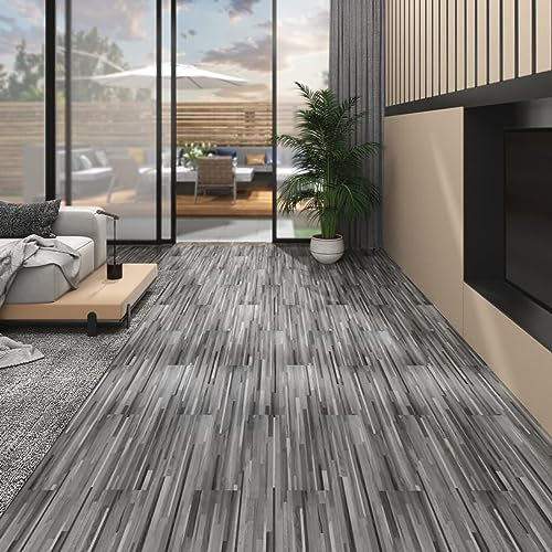 TANZEM PVC-Laminat Nicht Selbstklebend 5,26 m² 2 mm Grau Gestreift, Fliesenfolie, Laminatboden, Küchenrückwand Folie, Bodenbelag Selbstklebend, Wandverkleidung, Deckenpaneele