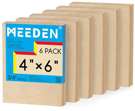 MEEDEN Unfinished Wood Canvas Board: 3/4” Deep 4x6” Wooden Canvas Panel Pack of 6 - Blank Cradled Wood Art Board for Painting | 3/4 Deep Wooden Panel Board, Blank Cradled Wood Art Board for Painting - Rectangle