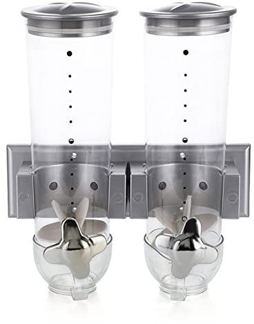 Dispensador de artículos secos para montaje en pared, contenedor triple de cereales indispensable, dispensador de muesli, dispensador de muesli para montaje en pared, dispensador triple de alimentos