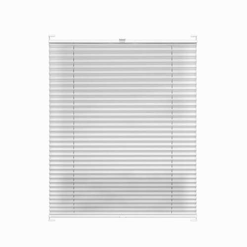 Rettika Plissee mit Bohren, Breite: 75 cm, Höhe: 120 cm, Weiß, Fensterrollo Sonnenschutz, Plisseerollo innen, Rollo für Fenster mit Bohren