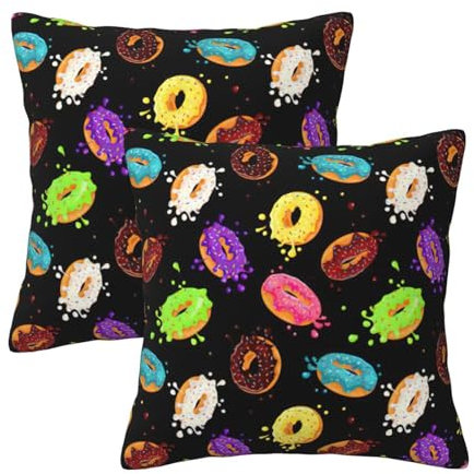 JBYJBX Copricuscini decorativi con stampa a ciambella, con cerniera, per casa, caffè e feste