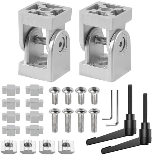 COLFULINE Connecteur Articulé, Profilé d'aluminium Articulé Rainure 6, en Alliage de Zinc, Charnière 180 ° de Rotation, avec Levier de Serrage (3030 (2 Argent))