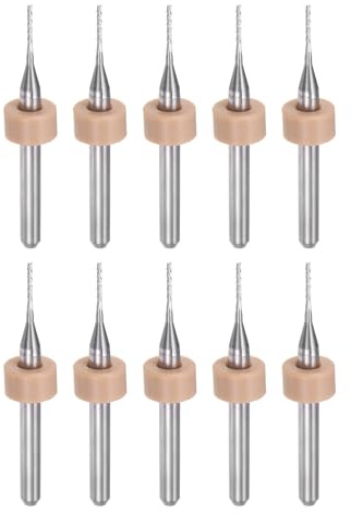 HARFINGTON 10pcs End Mill Bits 0.8mm Solid Carbide CNC Router Bits Engraving Cutter Tools for PCB Circuit Board Milling Machine Wood Carving, 1/8 Straight Shank