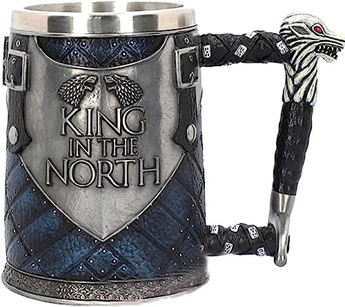 QTANZIQI Chope à bière en Bois d’Inspiration Nordique avec Motif de Dragon en résine - 620ML