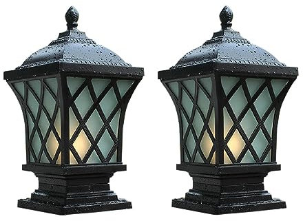 Luci a Colonna per Esterni Luci a palo Quadrato IP65 Impermeabilizza Griglie in Alluminio Luci a Colonna in Vetro Apparecchi Esterni Villa Giardino Illuminazione del Parco