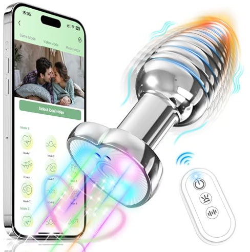 Vibrierender Analplug, Butt Plug Vibrator mit 9 Vibrationsmodi, Ferngesteuertes Analkugeln Prostatamassagegerät mit Herzbasis, Vibratoren Sexspielzeug für Frauen Männer