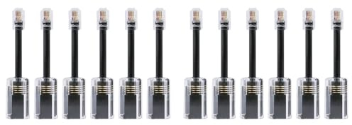 Ronlok 12 Pezzi Detangler Telefonico RJ9 4P4C 360 Gradi Esteso Rotante Anti-Angolo Un T Telefonico Nero Fisso