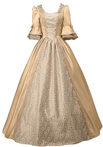 Generico Costume Medievale Donna Curvy Vintage dell'800 Abito Rinascimentale Donna Taglie Forti Corsetto Swing Abito Medievale Donna Carnevale Party Festa da Ballo Halloween Vestiti
