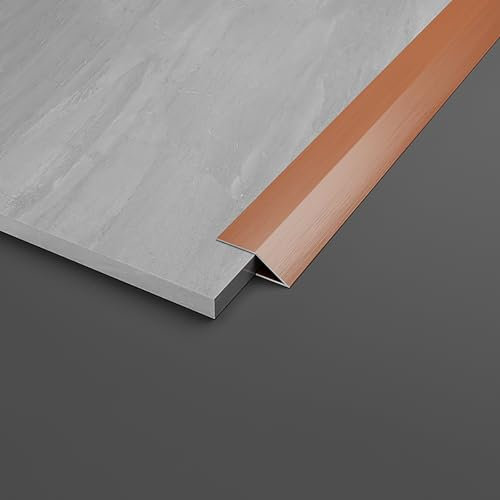 Raouoae Boden Übergangsleiste Übergang Leiste 100cm*2 Holz-zu-Fliesen Übergangsprofil Höhenausgleich 1cm/1.2cm/1.5cm/1.8cm Aluminium Bodenleiste Abdeckleiste(Roségold,Breite: 18.5 mm)