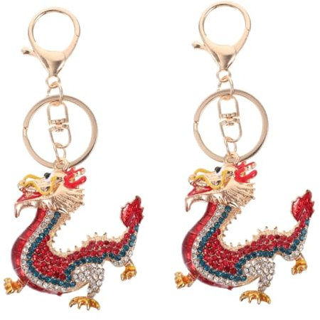 SAFIGLE 2stücke Key Chain Anhänger Strassstein-drachen Einzigartiger Schlüsselring Für Taschen Und Autoschlüssel Modisches Design Glänzender Schmuck Für