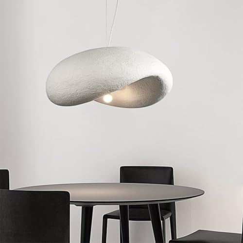 HEYUN Moderne Kreative Pendelleuchte Japanischer Wabi-Sabi-Stil E27 Weißer Kronleuchter Esstisch Hängeleuchte Innenbeleuchtung Verstellbare Heimdekoration Für Esszimmer Küche Inselleuchte(40CM)