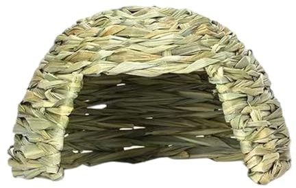 Fazvncv Kaninchenversteck Grashaus, Strohhöhle, Spielhaus für kleine Haustiere, warmes Versteck für Käfig, Hamster, Verstecke, Höhle