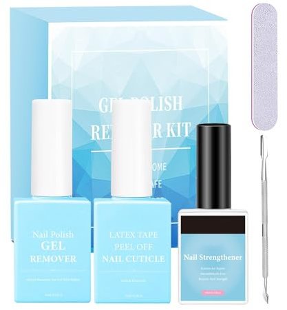 Solvente professionale per unghie | Solvente per unghie | Rafforzatore per unghie | Gel antigoccia con tampone per unghie e spingicuticole per unghie naturali, gel e acrilici