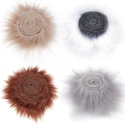 GORGECRAFT 4 Farbe 150x5cm Kunstfuchspelzstoff Zottelige Fellflecken Flauschiger Teppich 3mm Dick Synthetischer Weihnachtsplüschbesatz Band Flauschiger Stoff Zum Basteln Weihnachtsmann (Hellgrau Crem