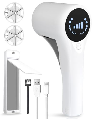 Lint Remover, 2-in-1 USB Rechargeable Fabric Shaver for Clothes, 3 Speeds with LED Display, Compact and Travel-Friendly, Includes Spare Shaving Head, White