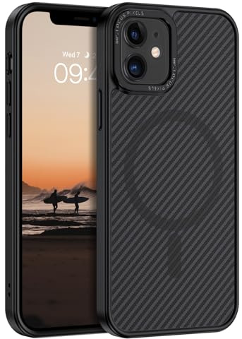 BENTOBEN Cover Magnetica per iPhone 11, Compatibile con Magsafe, Custodia con Design in Fibra di Carbonio, Custodia Telefono Sottile Antiurto per iPhone 11 con Antigraffio, Nero
