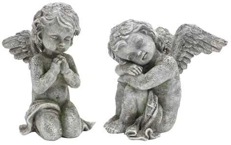 Tissting Vintage Engel Gartenfiguren, 1 Paar kniend Betende Cherub Statue für drinnen und draußen, Haus, Garten, Dekoration, Flügel, Engelsstatue, Gedenkskulptur