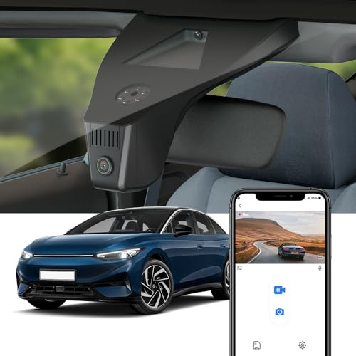 Fitcamx Dashcam 4K Passend für VW ID.7 2023-2026 (HD2-D4300), Autokamera 2160P UHD Video WiFi, Parkmonitor, G-Sensor, Loop-Aufnahme, OEM Volkswagen Zubehör, WDR, Plug & Play, mit 64GB-Karte