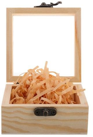 LIFKOME Boîte à Collier en Bois Rétro avec Couvercle et Vitre Acrylique | Petit Coffret de Rangement, Emballage Raffia Inclus, pour Bracelets et Clés, Usage Loisirs Créatifs