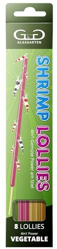 GlasGarten Shrimp Lollies 4in1 Gemüse Power | 8 STK. / 20 cm – Futtersticks für Ziergarnelen, mit 4 verschiedenen Geschmacksrichtungen, hochwertige Futterpaste am Stil