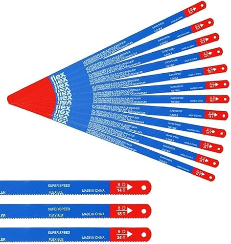 Hacksaw Blades, 12Pcs 300mm Bi-Metal Replacement Blades, 14/18/24 TPI Hacksaw Blades for Metal, Wood and Plastic Cutting
