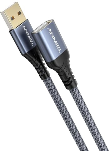ANMIEL USB-Verlängerungskabel 1 m, USB 2.0 Typ A Stecker auf Buchse, Verlängerungskabel, kompatibel mit Gamepad, Drucker, Webcam, USB-Tastatur, Flash-Laufwerk, Festplatte
