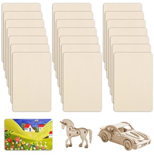 Lot de 21 planches de contreplaqué brut – Feuille de tilleul de 15 x 10 cm, 15 x 10 x 1,5 cm – Bois vierge pour loisirs créatifs, découpe au laser, gravure et sculpture