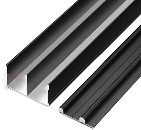 Rail Porte Coulissante Double,Rail de Porte coulissante en Alliage d'aluminium avec poulie,Kit Porte Coulissante,Kit Rail pour Porte De Placard Coulissante,pour Porte vitrée Cuisine Salon