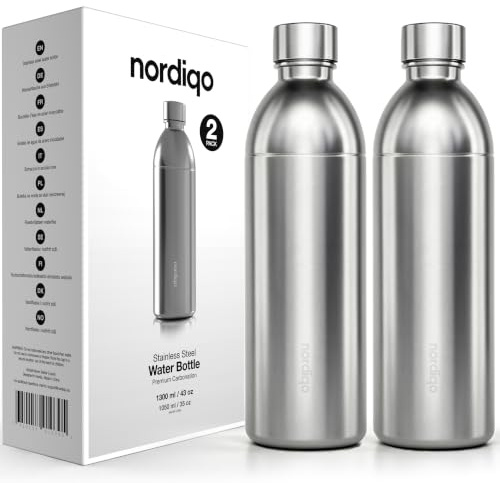Nordiqo Edelstahlflasche 1.3L für Aarke Carbonator 3 & SMEG, 2-Set