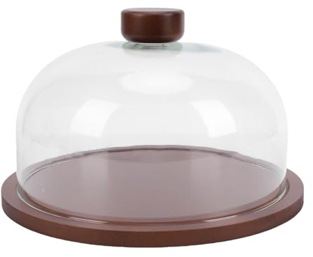 Riuulity Wood Cake Stand, with Rotating Base 11in Glass Dessert Dome Cake Display Stand with Lid for Wedding Birthday Party Kitchen Decor Charcuterie Board
