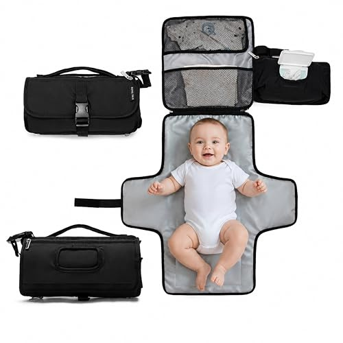 ROYALFAIR Baby Wickelunterlage Unterwegs, Faltbar, Wasserdicht | Wasserdichte Wickelunterlage Unterwegs mit Weicher Polsterung – Faltbar, Hygienisch und ideal für Reisen